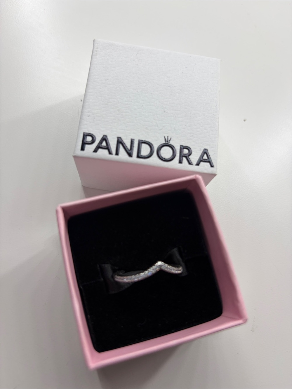 Pandora Silver Wave Ring with Sparkling CZ